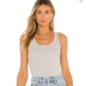 A. GOLDE Ribbed Light Gray Racerback Tank Bodysuit Small S 2 4
